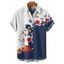 Chemise de vacances à manches courtes et boutons pour homme, motif floral et branches d'arbres, couleur unie, décontractée - Bleu profond 4XL