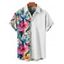 Chemise de vacances à motif de feuilles de fleurs tropicales pour homme, chemise décontractée à manches courtes et boutonnée et retroussable - multicolor L