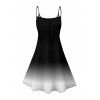 Robe de vacances à imprimé horloge ombré, bretelles spaghetti, col en V, coupe trapèze, mini-robe débardeur décontractée - Noir XXXXXL | US 20