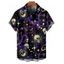 Chemise gothique à manches courtes et boutons pour homme, motif tête de mort, fantôme, soleil, lune et étoiles, idéale pour les fêtes - Noir 5XL