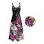 Robe gothique à imprimé tête de mort, rose, fleur et feuilles, bretelles spaghetti, coupe trapèze, longue, pour les vacances - Noir XXL | US 14