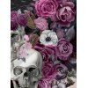 Robe gothique à imprimé tête de mort, rose, fleur et feuilles, bretelles spaghetti, coupe trapèze, longue, pour les vacances - Noir XXL | US 14