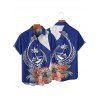 Chemise de vacances à manches courtes et boutons pour homme, imprimé fleur, feuille, animal, cocotier, plage - Bleu 5XL