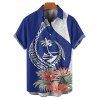 Chemise de vacances à manches courtes et boutons pour homme, imprimé fleur, feuille, animal, cocotier, plage - Bleu 5XL