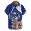 Chemise de vacances à manches courtes et boutons pour homme, imprimé fleur, feuille, animal, cocotier, plage - Bleu 5XL