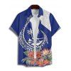Chemise de vacances à manches courtes et boutons pour homme, imprimé fleur, feuille, animal, cocotier, plage - Bleu 5XL