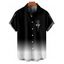 Chemise de vacances à imprimé horloge ombré pour homme, chemise décontractée à manches courtes et boutonnée et retroussable - Noir 5XL