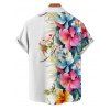 Vacation Couple Outfit Tropical Flower Leaf Pattern A Line Midi Belt Dress and Button Up Shirt Casual Matching Outfit - multicolor S | US 4