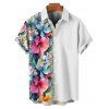 Vacation Couple Outfit Tropical Flower Leaf Pattern A Line Midi Belt Dress and Button Up Shirt Casual Matching Outfit - multicolor S | US 4