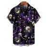 Gothic Couple Outfit Skulls Ghost Sun Moon Star Pattern Spaghetti Strap Tank Dress and Button Up Shirt Holiday Matching Outfit - Noir S | US 4