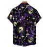 Gothic Couple Outfit Skulls Ghost Sun Moon Star Pattern Spaghetti Strap Tank Dress and Button Up Shirt Holiday Matching Outfit - Noir S | US 4