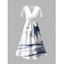 Robe de plage mi-longue à col en V et manches courtes, motif paysage de cocotiers, ceinture, ligne A - Blanc XXL | US 14