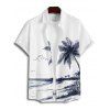 Chemise de plage à manches courtes et boutons pour homme, motif paysage de cocotiers et de plage - Blanc 5XL
