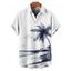Chemise de plage à manches courtes et boutons pour homme, motif paysage de cocotiers et de plage - Blanc 5XL