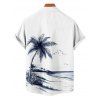Chemise de plage à manches courtes et boutons pour homme, motif paysage de cocotiers et de plage - Blanc 5XL