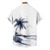 Vacation Couple Outfit Coconut Tree Beach Landscape Pattern Belt Dress and Button Up Shirt Beach Matching Outfit - Blanc S | US 4