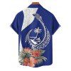 Vacation Couple Outfit Flower Leaf Animal Coconut Tree Print Spaghetti Strap Tank Dress and Button Up Shirt Beach Matching Outfit - Bleu S | US 4