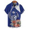 Vacation Couple Outfit Flower Leaf Animal Coconut Tree Print Spaghetti Strap Tank Dress and Button Up Shirt Beach Matching Outfit - Bleu S | US 4