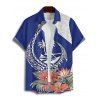 Vacation Couple Outfit Flower Leaf Animal Coconut Tree Print Spaghetti Strap Tank Dress and Button Up Shirt Beach Matching Outfit - Bleu S | US 4
