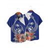 Vacation Couple Outfit Flower Leaf Animal Coconut Tree Print Spaghetti Strap Tank Dress and Button Up Shirt Beach Matching Outfit - Bleu S | US 4