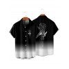 Vacation Couple Outfit Ombre Clock Printed Spaghetti Strap V Neck A Line Mini Tank Dress and Button Up Shirt Casual Matching Outfit - Noir S | US 4