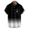 Vacation Couple Outfit Ombre Clock Printed Spaghetti Strap V Neck A Line Mini Tank Dress and Button Up Shirt Casual Matching Outfit - Noir S | US 4