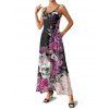 Gothic Couple Outfit Skulls Rose Flower Leaf Print Spaghetti Strap A Line Long Tank Dress and Button Up Shirt Holiday Matching Outfit - Noir S | US 4