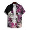 Gothic Couple Outfit Skulls Rose Flower Leaf Print Spaghetti Strap A Line Long Tank Dress and Button Up Shirt Holiday Matching Outfit - Noir S | US 4