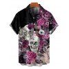 Gothic Couple Outfit Skulls Rose Flower Leaf Print Spaghetti Strap A Line Long Tank Dress and Button Up Shirt Holiday Matching Outfit - Noir S | US 4