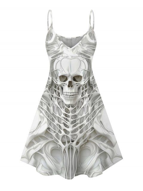 Robe gothique à imprimé squelette et tête de mort