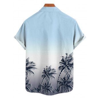 Men's Ombre Coconut Tree Pattern Vacation Shirt Button Up Roll Up Short Sleeve Beach Shirt