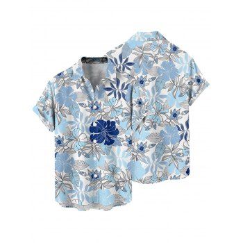 Men's Vacation Shirt Tropical Floral Leaf Print Button Up Beach Shirt