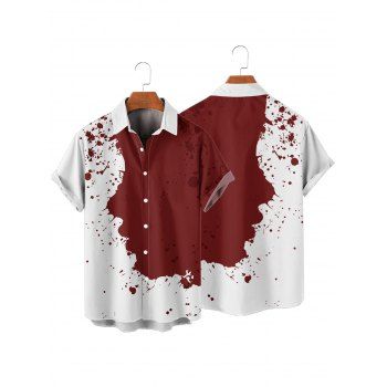 Men's Vacation Shirt Contrast Color Splash Ink Print Button Up Shirt