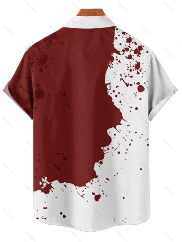 Vacation Couple Outfit Contrast Color Splash Ink Print Dress and Shirt Matching Set - Rouge foncé S | US 4