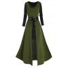 Ensemble deux pièces avec haut à capuche et mini-robe à manches longues en dentelle transparente - Vert XXL
