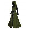Ensemble deux pièces avec haut à capuche et mini-robe à manches longues en dentelle transparente - Vert XXL
