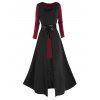 Ensemble deux pièces avec haut à capuche et mini-robe à manches longues en dentelle transparente - Noir XXL