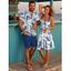 Vacation Couple Outfit Marine Life Octopus Starfish Anchor Pattern Ruched Bust Dress and Button Up Shirt Beach Matching Outfit - Blanc S | US 4