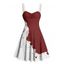 Robe de vacances de couleur contrastée, mini-robe froncée à imprimé encre Splash - Rouge foncé XXXXXL | US 20