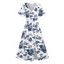 Robe de vacances à imprimé floral et feuilles, robe fendue à manches évasées - Blanc XXL | US 14