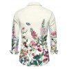 Chemise de vacances pour homme à manches longues et imprimé fleurs, feuilles et papillons - Beige 5XL
