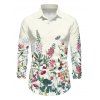 Chemise de vacances pour homme à manches longues et imprimé fleurs, feuilles et papillons - Beige 5XL