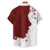 Chemise de vacances pour homme, boutonnée, imprimé éclaboussures d'encre de couleur contrastée - Rouge foncé 5XL
