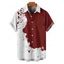 Chemise de vacances pour homme, boutonnée, imprimé éclaboussures d'encre de couleur contrastée - Rouge foncé 5XL