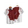 Chemise de vacances pour homme, boutonnée, imprimé éclaboussures d'encre de couleur contrastée - Rouge foncé 5XL