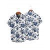 Chemise de vacances pour homme, boutonnée, imprimé feuilles et fleurs - Blanc 5XL