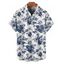 Chemise de vacances pour homme, boutonnée, imprimé feuilles et fleurs - Blanc 5XL