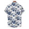 Chemise de vacances pour homme, boutonnée, imprimé feuilles et fleurs - Blanc 5XL