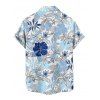 Chemise de vacances pour homme, imprimé floral tropical et feuilles, boutonnée, pour la plage - Bleu clair 5XL