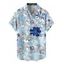Chemise de vacances pour homme, imprimé floral tropical et feuilles, boutonnée, pour la plage - Bleu clair 5XL